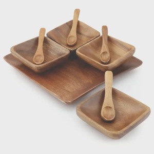 Indian Manufacture Luxury Wooden <b>Serving</b> Tray with Bowls and Spoons Complete Dining <b>Set</b> for Home Available for Bulk Quantity - Product Image 6