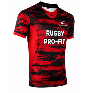 Camiseta de Rugby Sublimada de Manga Corta para Hombre, Ajustada, Cuello en V, Transpirable, para Todas las Temporadas, Poliéster y Elastano - Product Image 1