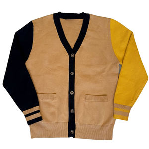 Cárdigan de Hombre con Cuello en V, Manga Larga, Estilo Raglán, Tejido de Punto, Diseño de Parches, Color Sólido, Cierre de Botones, Invierno, Lana/Nailon, Encaje, Personalizable - Product Image 1