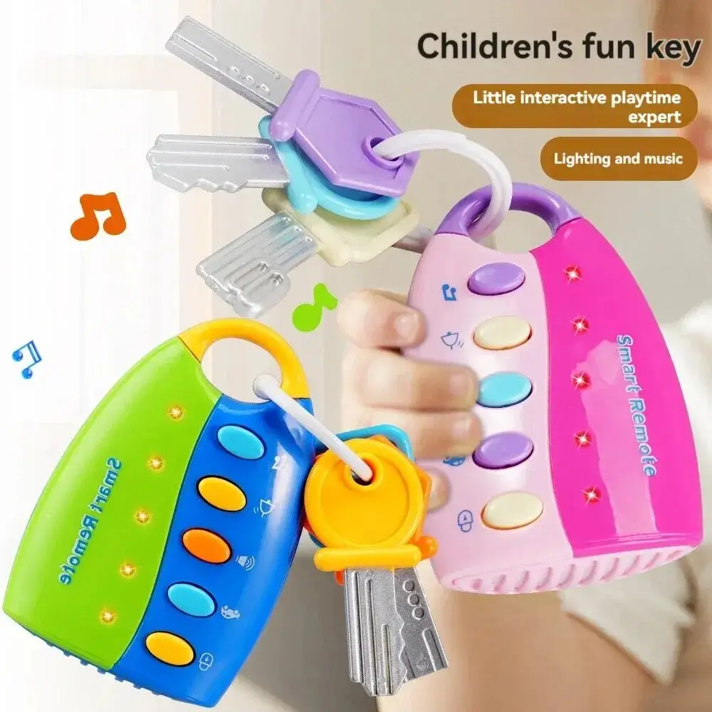 Simulação de chave de carro com luzes e música para bebês, brinquedo educativo divertido com efeito sonoro para crianças pequenas
