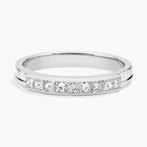 Bague de mariage pour homme en or rose 14 carats avec diamant taille princesse serti en canal - Product Image 1