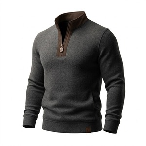 Wholesale 2026 Fall Winter <b>Men's</b> Quarter Zip <b>Sweater</b> Slim Fit Casual Knitted <b>Turtleneck</b> Pullover Mock Neck Polo <b>Sweater</b> - Product Image 3