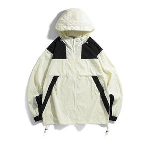 Color Block UPF50 Hooded Bomber <b>Jacket</b> Men <b>Lightweight</b> Windproof Breathable Quick Dry <b>Summer</b> Outdoor Casual Coat Custom Logo - Product Image 1