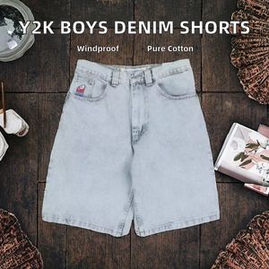Vintage Acid Wash Rhinestone 100% Polyester Denim Shorts <b>Men</b> Baggy Jorts Double Knee Streetwear Loose Fit Custom Logo <b>Jeans</b> - Product Image 5
