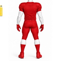 Ensemble uniforme de football américain rouge pour homme SAMAVIA – Maillot, pantalon, gants, chaussettes et crampons rembourrés de protection – Service OEM pour adultes