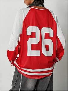 Venta al por mayor de fábrica: Camiseta deportiva de malla para mujer, estilo fútbol, manga larga, oversize, ropa urbana OEM ODM - Product Image 2