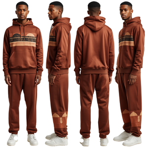 Survêtement à capuche pour homme, design décontracté uni avec cordon de serrage, motifs artistiques Copper Horizon, mode contemporaine haut de gamme - Product Image 3
