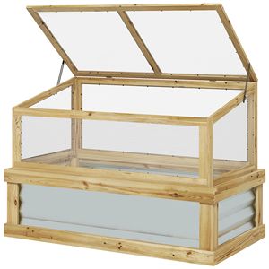 Serre in Legno Naturale con Struttura a Muro, Letto Rialzato per Orto 41x22.5x28.25, Piccolo Scaffale per Fiori da Esterno per Feste in Giardino - Product Image 1