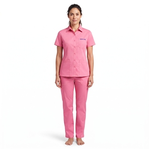 Blusa Médica Profesional para Mujer, Manga Corta, Cierre de Botones, Chaqueta de Enfermera con Bolsillos, Transpirable, Ropa de Trabajo para Hospital - Product Image 1