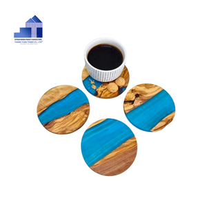 Hot Selling Eco-Friendly Hand-<b>painted</b> Model Natural Wood Color Resin Wood Coaster for Kitchenware Made in Vietnam - Product Image 4