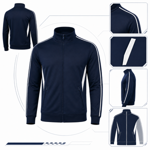 Chaqueta Deportiva de Doble Tejido de Poliéster para Entrenamiento en Equipo, Cuello Alto, Chaqueta Deportiva para Gimnasio, Proveedor de Ropa Deportiva Personalizada OEM - Product Image 3