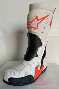 Moto <b>Boots</b> Men's <b>White</b> Black Red Genuine Leather Zip Closure Breathable <b>Ankle</b> Round Toe All Seasons - Product Image 2