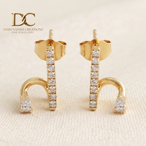 Pendientes de Oro Amarillo Sólido de 14 Quilates con Forma Única, Diamante Cultivado en Laboratorio con Corte Brillante Redondo, Certificado IGI, Joyería de Boda para Mujer - Product Image 2
