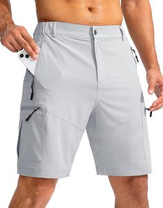 Men's Solid Color Cargo Shorts Mid Waist Elastic Drawstring Quick Dry Woven Polyester Casual Bermuda Shorts with Zip Pockets OEM - Product Image 4