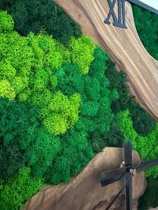 Rectangular Wood Wall <b>Clock</b> Forest stream wooden <b>clock</b> Emerald valley moss <b>clock</b> Woodland river artisan <b>clock</b> Nature flow wood - Product Image 6