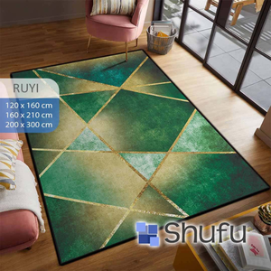 Tapis Shufu antidérapant de haute qualité en flanelle, design moderne brillant, motif abstrait, poils moyens, facile à nettoyer (compatible aspirateur) - Product Image 2