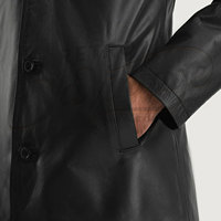 Blazer en cuir véritable noir de qualité supérieure pour homme, coupe ajustée, classique, boutonné, décontracté, pour le travail, l'hiver, veste de voiture