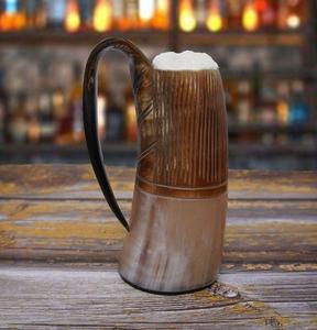 Taza para Beber Hecha a Mano con Cuerno de Búfalo, Diseño Rústico Natural Tallado, Duradera, Artículo de Colección, Artesanía - Product Image 1