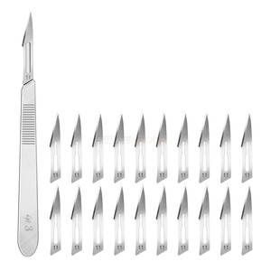 Ensemble de 21 lames de scalpel, 20 stériles # 11 lames chirurgicales, 1 manche, couteaux de découpe multi-usages pour laboratoire, art, artisanat et pratique - Product Image 1