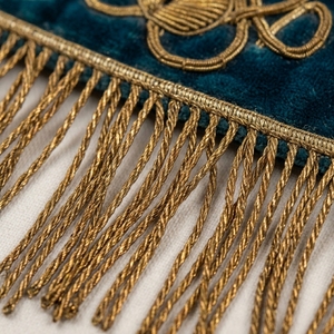 Vintage <b>Light</b> Blue Masonic Apron with Gold Fringe & Embroidered Eye Symbol – Custom Freemason Ceremonial Regalia Accessory - Product Image 5