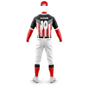Custom <b>Baseball</b> Jersey Set Men's Red White Striped Short Sleeve Breathable Polyester All Seasons Team Apparel Number 10 - Product Image 3