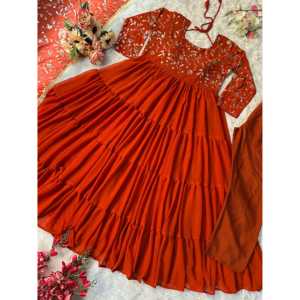 Belle robe de soirée brodée, robe de soirée avec dupatta pour femmes - Product Image 4