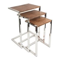 Ensemble de tables gigognes extensibles de style scandinave avec structure en acier inoxydable, meubles de salon portables pour maison moderne