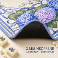 Tapis de Mahjong Américain à Motif Floral Hortensia, Design Original 2026, Carré de 33 Pouces, Néoprène Antidérapant de 2 mm, Décoration de Table, Housse de Table de Jeu