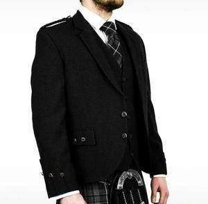 Veste et gilet décontractés en laine noire écossaise pour hommes, respirants, en gros, prêts à être expédiés par GNG IMPEX - Product Image 5