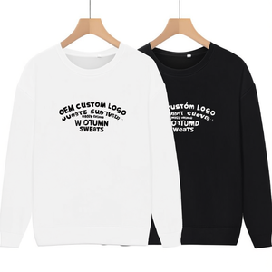 เสื้อสเวตเชิ้ตผู้หญิงแขนยาวสีพื้น คอหลวม ผ้าฝ้าย 100% ระบายอากาศได้ดี ปักลายด้านหน้าตามแบบ OEM สำหรับฤดูใบไม้ผลิ - Product Image 3