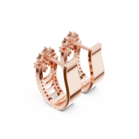 Pendientes de Aro Bali con Circonitas, Diseño Regal, Chapados en Oro Rosa de 18K sobre Plata de Ley 925, Joyería de Diseño para Mujer