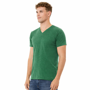 Camiseta de punto 100% algodón para hombre, cuello en V, ajuste regular, manga corta, color liso, transpirable, ecológica, en blanco para serigrafía - Product Image 4