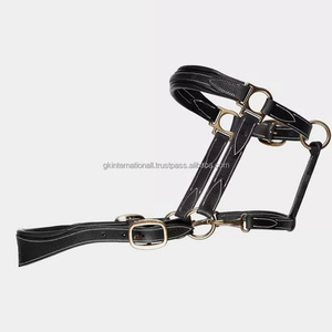 Cheval double réglable en cuir marron noir et havane avec coutures blanches fantaisie et coiffe anatomique. - Product Image 5