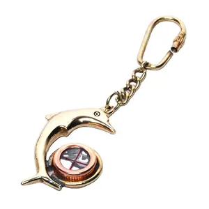 Новый дизайн в форме дельфина, брелок для ключей в виде морской рыбы с мини-компасом, держатель для ключей, производство и экспорт
