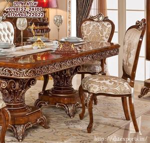 ชุดเฟอร์นิเจอร์ห้องรับประทานอาหารสไตล์พระราชวังหรูหรา ชุดเฟอร์นิเจอร์ห้องรับประทานอาหารแกะสลักคุณภาพสูง ชุดโต๊ะรับประทานอาหารไม้วอลนัท - Product Image 2