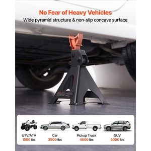 Cavalletti per auto in acciaio resistente da 3 tonnellate (6.600 libbre) con altezza regolabile da 10.8-16.3 e blocco automatico - Product Image 4