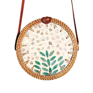 Sac fourre-tout pour femme en rotin motif nacre, sac d'été en rotin, vente en gros directe usine, prix abordables, OEM ODM acceptés - Product Image 1