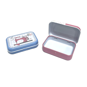 Tin <b>Box</b> Rectangle Hinge <b>Metal</b> Storage Case with Design Pink and Blue Color Lacquered Surface Offset Printing for Mystery <b>Box</b> - Product Image 1