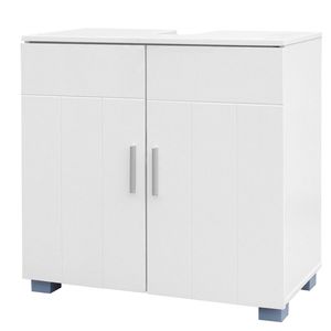 Mobile Bagno a Doppia Anta in Legno Massello con Specchio, da Terra, Bianco RT, Include Lavabo e Accessori - Product Image 3