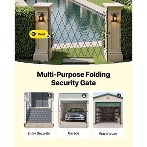 Cancello di Sicurezza Pieghevole Singolo con Chiusura a Forbice, Ruote Girevoli a 360 Gradi, Barriera Esterna in Acciaio Retrattile per Scuole - Product Image 6
