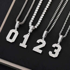 Colgante de Moissanita de Plata 925 con Letra del 01 al 10, Joyería de Diamantes de Moissanita Estilo Hip Hop, Regalo para Ella, Amuleto para Fiesta, Fino - Product Image 5
