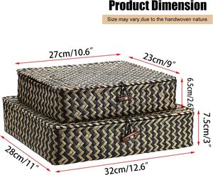 Ensemble de 2 paniers de rangement tressés en jonc de mer rustique, écologiques et de haute qualité, avec couvercle, collection Printemps, couleur personnalisable, multi-usages - Product Image 2