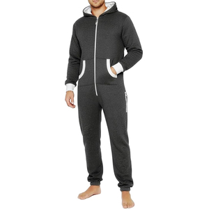 Pyjama d'hiver personnalisable pour homme, combinaison à capuche respirante en polaire unie 300g, manches en peluche - Product Image 4