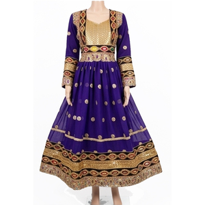 Vestido Afgano Kuchi Formal Tribal Modesto para Mujer, Diseño Sencillo con Cintura Natural, Recto, Bordado Sólido - Product Image 2