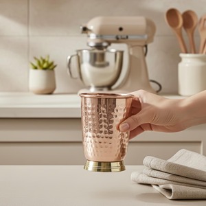 Verre à eau vintage empilable en cuivre robuste avec finition solide, écologique et portable pour usage domestique - Product Image 4
