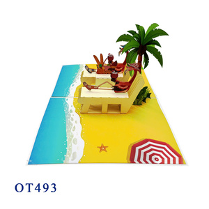 Tarjeta de Felicitación Pop-up 3D con Flamencos de Playa, Hecha a Mano, Estilo Amoroso, Regalo de Navidad de Vietnam, Impresión Offset en Papel - Product Image 2