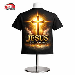Camiseta Cristiana Personalizada para Hombre, 100% Algodón, con Diseño de Jesús, Antiarrugas, Transpirable, Manga Corta, Cuello Redondo, Casual - Product Image 2