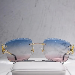 Gafas de Sol de Lujo 2026, con Cristales Cuadrados, Montura sin Borde, con Diamantes Moissanite, Unisex, Diseño de Moda, Ligeras, Colores Personalizados - Product Image 6