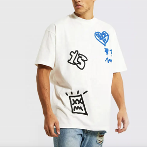 Customizable <b>Men's</b> Heavyweight 100% Cotton Hip Hop <b>Tshirt</b> Oversized Cropped Short <b>Sleeve</b> Dropped Shoulder Knitted Fabric <b>Long</b> - Product Image 3