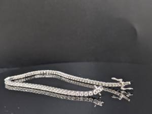 Pulsera de eslabones redondos de oro blanco macizo de 14 quilates, pulsera de tenis con diamantes cultivados en laboratorio de corte redondo de 3.20 quilates, regalo de boda para mujer - Product Image 5